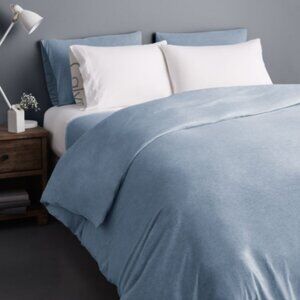 Calvin Klein Modern Cotton Jersey Body Solid Duvet Cover Blue Size KING